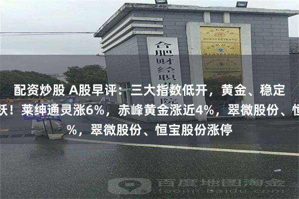 配资炒股 A股早评：三大指数低开，黄金、稳定币概念股活跃！莱绅通灵涨6%，赤峰黄金涨近4%，翠微股份、恒宝股份涨停
