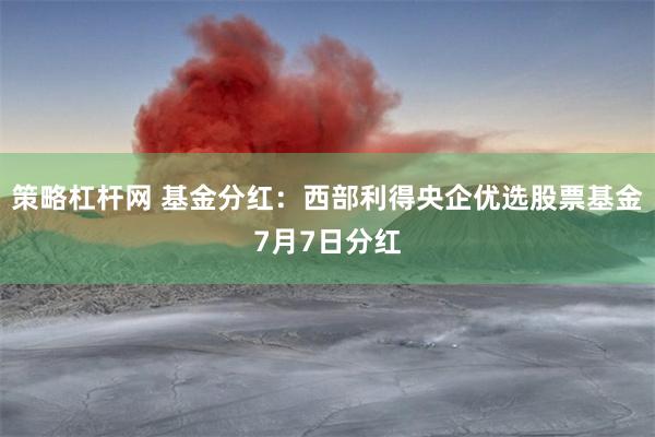 策略杠杆网 基金分红：西部利得央企优选股票基金7月7日分红