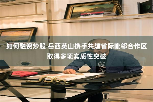 如何融资炒股 岳西英山携手共建省际毗邻合作区取得多项实质性突破