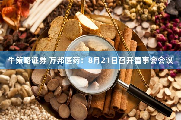 牛策略证券 万邦医药：8月21日召开董事会会议
