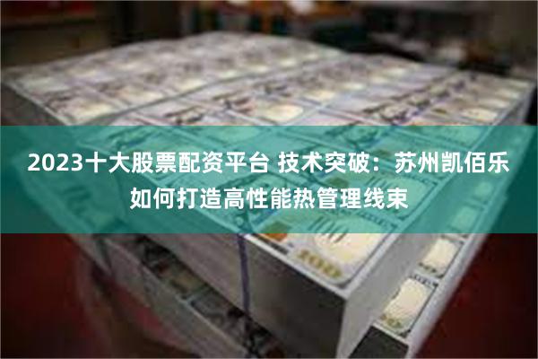 2023十大股票配资平台 技术突破：苏州凯佰乐如何打造高性能热管理线束